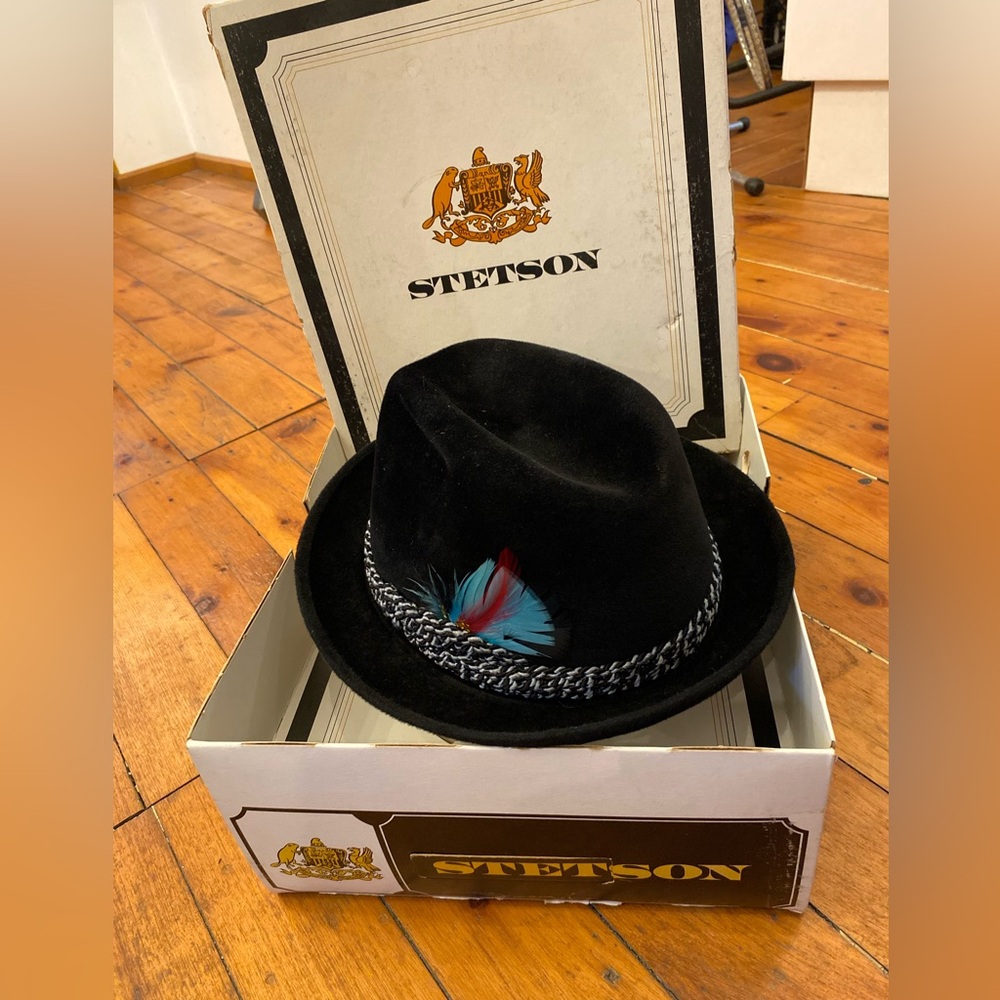 Stetson Black Hat with Blue Feather